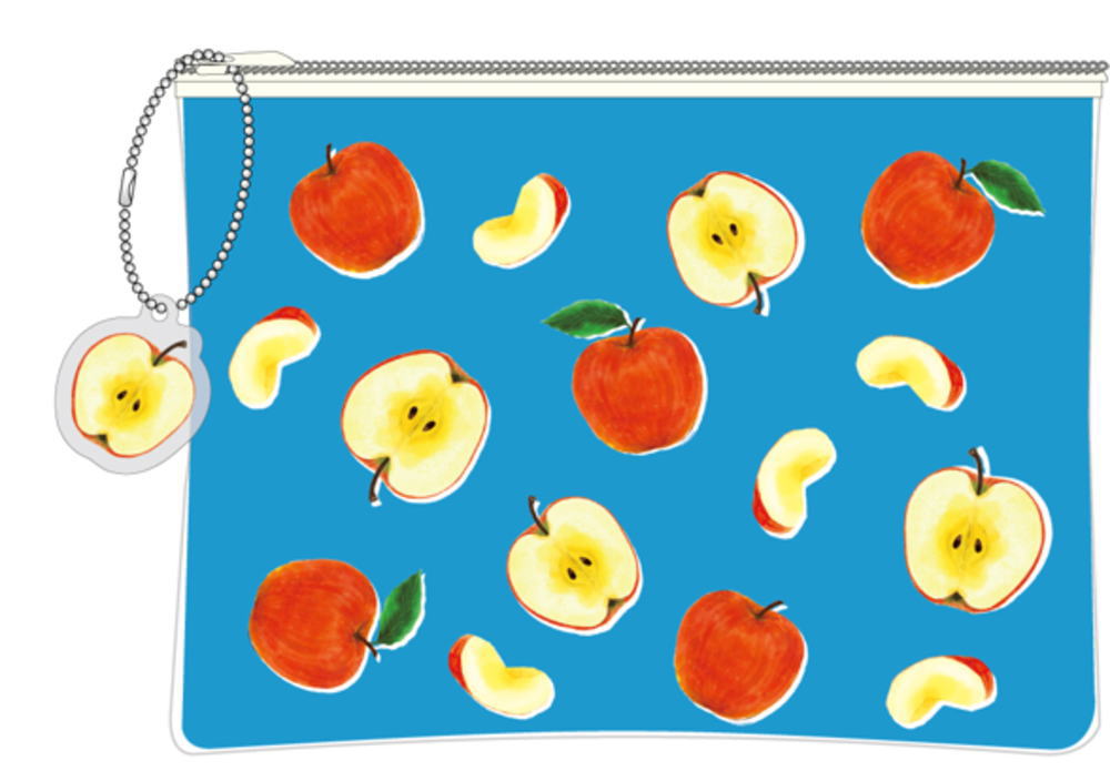 オリジナル　PVCポーチアップル　りんご　フルーツ　ケース　小物入れ　収納　メイク　化粧　コスメ　..