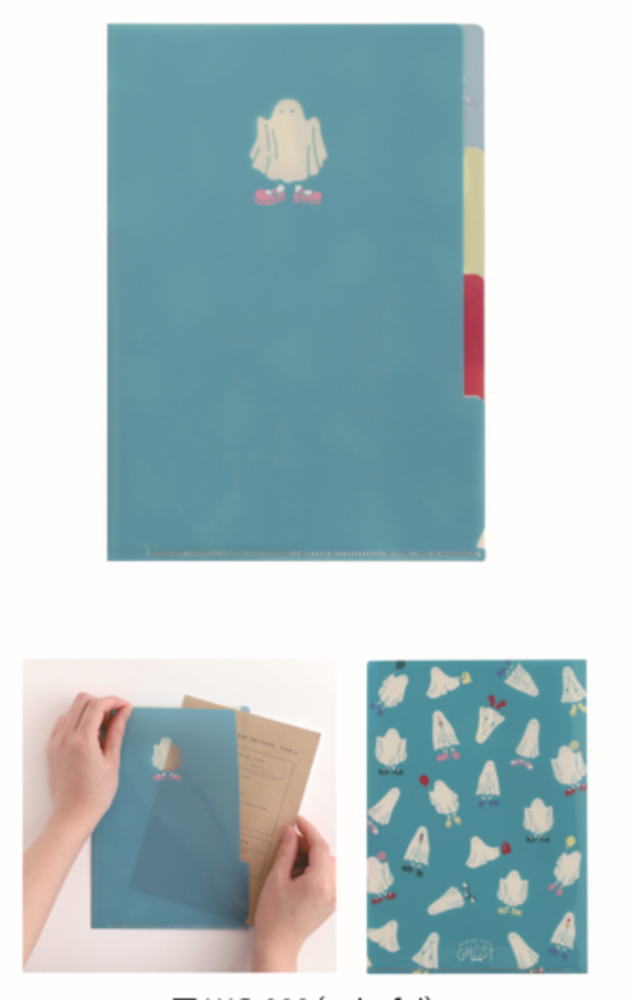 【5個セット】　【セット】　【セット商品】　オリジナル　A5ポケットクリアファイルカラフル　おばけ..