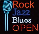 【アメリカン雑貨】ネオンサイン【ROCK JAZZ BLUES OPEN】【USA】【アメキャラ】【開店】【飲食店】【BAR】【バー】【カフェ】【ネオンライト】...