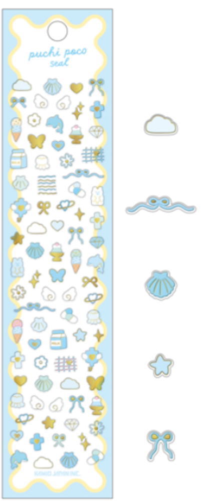 10枚セット　セット　セット商品　オリジナル　プチポコシールみずいろ〜ず　シール　ステッカー　ミニ..