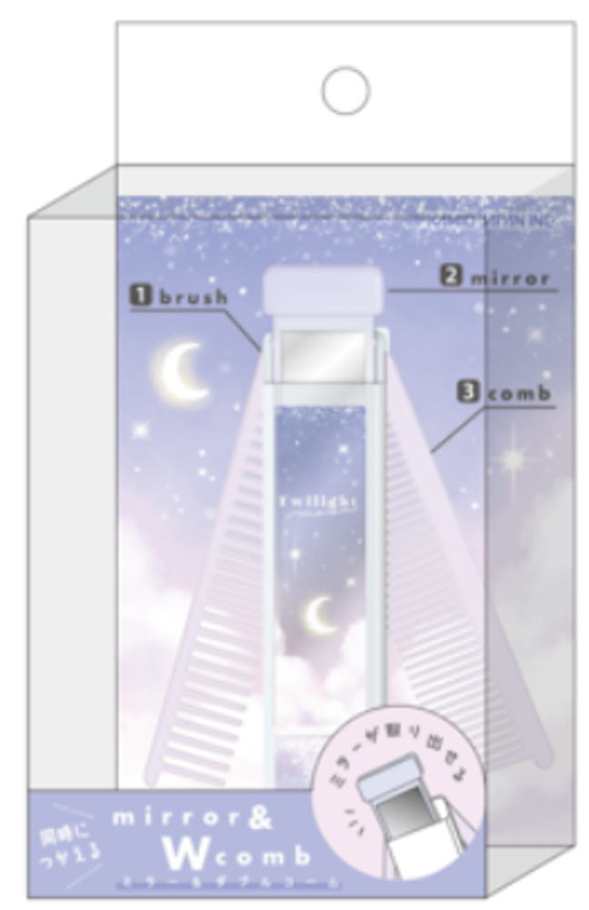 【送料無料】　オリジナル　ミラーアンドダブルコームTwilight moon　鏡　かがみ　クシ　くし　髪の毛..