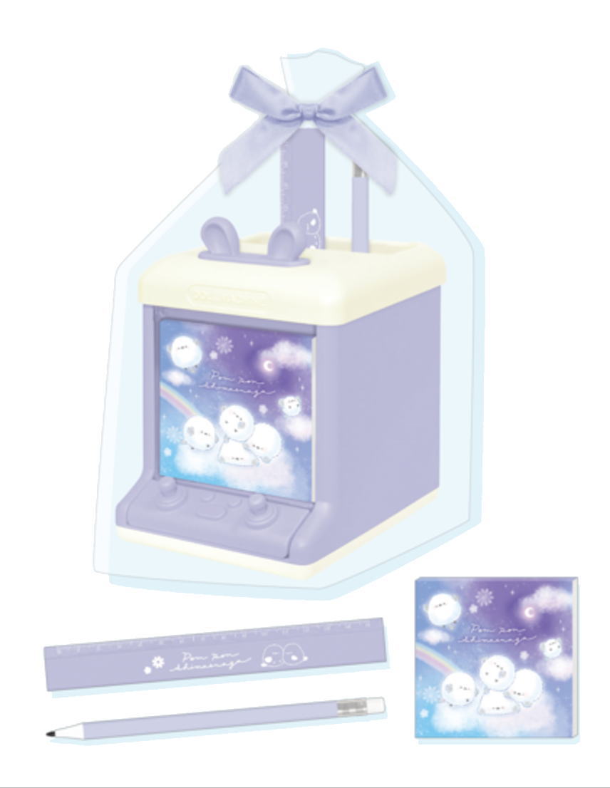 【送料無料】 オリジナル ステーショナリーギフトセットぽんぽんシマエナガ 動物 アニマル ケース ボックス ペンスタンド ペン入れ 定規 ものさし シャープペン...