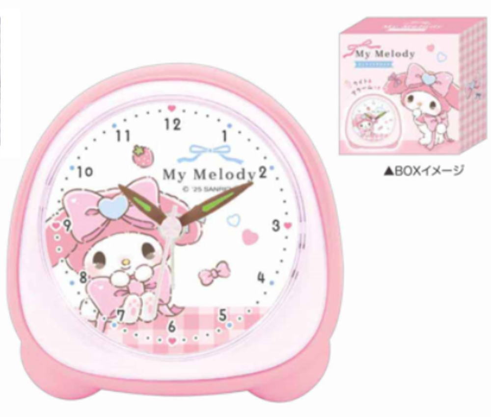 【送料無料】　サンリオキャラクターズ　ミニライトクロックマイメロディ　るんるんリボン　時計　とけ..