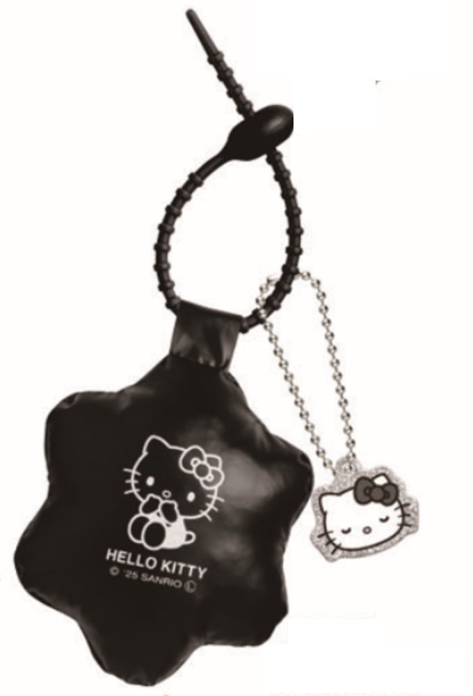 【送料無料】　サンリオキャラクターズ　バルーンミラーブラック　黒　ハローキティ　鏡　かがみ　コスメ　メイク　化粧　キーホルダー　キーリング　チャーム　雑貨　グッズ　かわいい