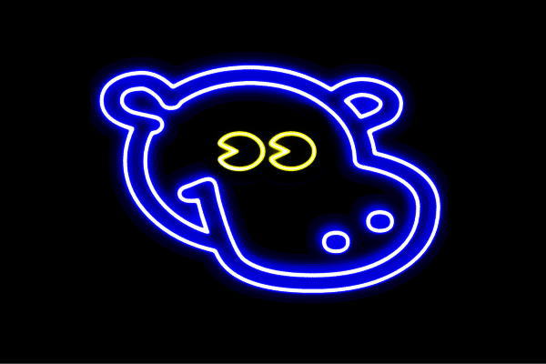 ネオン　カバかば　かばさん　動物　アニマル　ネオンライト　電飾　LED　ライト　サイン　neon　看板　イルミネーション　インテリア　店舗　ネオンサイン　アメリカン雑貨　おしゃれ