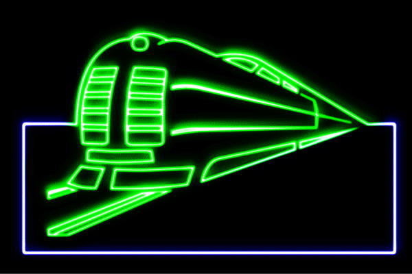 ネオン　電車トレイン　でんしゃ　乗り物　列車　鉄道　アイコン　イラスト　ネオンライト　電飾　LED..