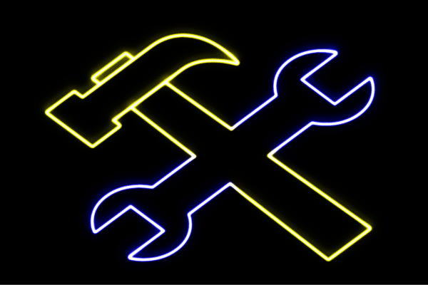 ネオン　工具こうぐ　道具　スパナ　ハンマー　どうぐ　工事　アイコン　イラスト　ネオンライト　電飾　LED　ライト　サイン　neon　看板　イルミネーション　インテリア　店舗　ネオンサイン　アメリカン雑貨　おしゃれ