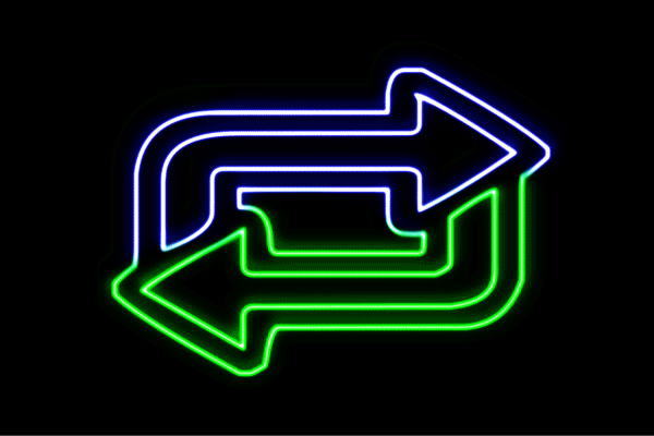 ネオン　矢印4　やじるし　アイコン　マーク　ループ　アイコン　記号　ネオンライト　電飾　LED　ライト　サイン　neon　看板　イルミネーション　インテリア　店舗　ネオンサイン　アメリカン雑貨　おしゃれ