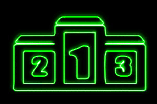 ネオン　表彰台表彰式　優勝　勝利　イラスト　アイコン　スポーツ　ネオンライト　電飾　LED　ライト..