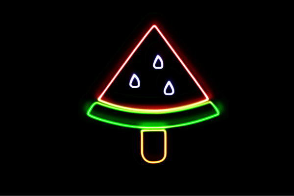 ネオン　スイカアイススイカ　アイスクリーム　アイスキャンディー　ICE CREAM　アイス　アイコン　ネ..