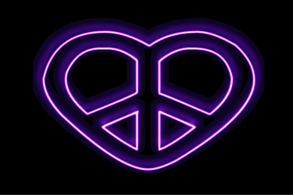 ネオン　ピースマーク2　ハート　ピース　ぴーす　平和　peace　アイコン　イラスト　ネオンライト　電飾　LED　ライト　サイン　neon　看板　イルミネーション　インテリア　店舗　ネオンサイン　アメリカン雑貨