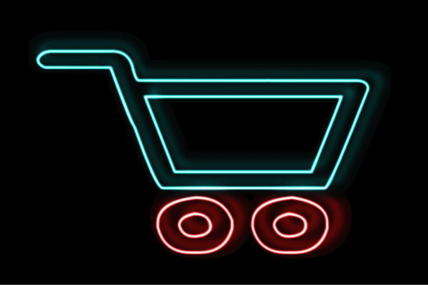 ネオン　買い物かご3　かご　買い物　籠　カゴ　カート　アイコン　ネオンライト　電飾　LED　ライト　..