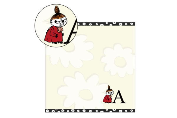 イニシャル入り 【ムーミン】【moomin】イニシャルミニタオル【A】【リトルミイ】【ミイ】【アニメ】【絵本】【イニシャル】【アルファベット】【ハンカチ】【タオル】【たおる】【入園】【入学】【グッズ】【保育園】【幼稚園】