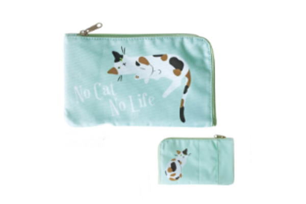【送料無料】 【オリジナル】マスクポーチ【ミケ】【ミント】【猫】【動物】【アニマル】【マスクケース】【マスク入れ】【ケース】【ポーチ】【グッズ】