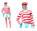 ウォーリー Wally 5点セット メンズ レディース 男女兼用 UNISEX 赤ボーダー お兄さんスペシャル 絵本 宴会 仮装 衣装 コスプレ ハロウィン パーティ イベント かわいい 赤シマ