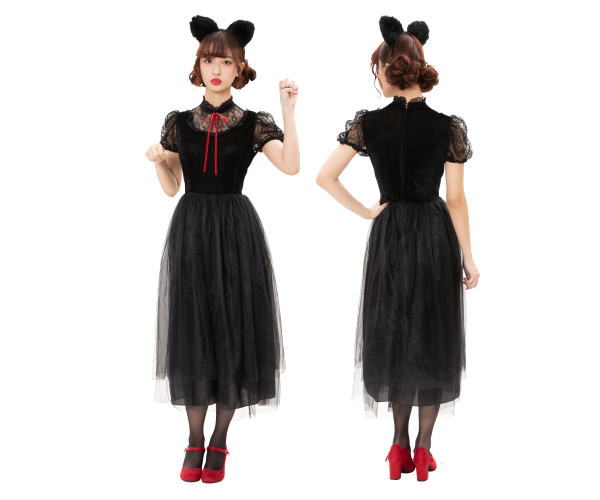Lady Classic Long Cat Costume - Cat Girl - Halloween Costume, Fancy Dress, Cosplay, Event, Party, Group Costume, Cute