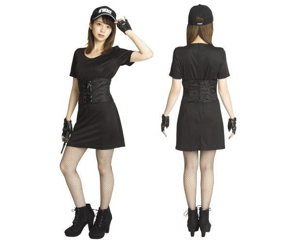 Lady's Corset SWAT Police Uniform Police Special Forces Officer Girl Ladies Halloween Costume Fancy Dress Cosplay Costume Event Banquet Party Group Fancy Dress Cute