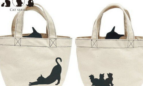 【送料無料】 【ミニトートバッグ ネコ】トートバッグ【バッグ】【寝そべり】【BAG】【オシャレ】【ファッション】【生活雑貨】【グッズ】【猫】【黒猫】のサムネイル