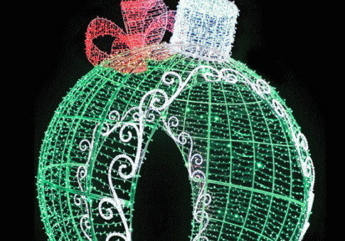 【LED】【イルミネーション】【大型商品】デコレーションボール【グリーン】【リボン】【ボール】【オブジェ】【エクステリア】【電飾】【モチーフ】【クリスマス】【クリスタル】【素敵】