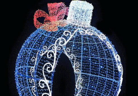 【LED】【イルミネーション】【大型商品】デコレーションボール【ブルー】【リボン】【ボール】【オブジェ】【エクステリア】【電飾】【モチーフ】【クリスマス】【クリスタル】【素敵】
