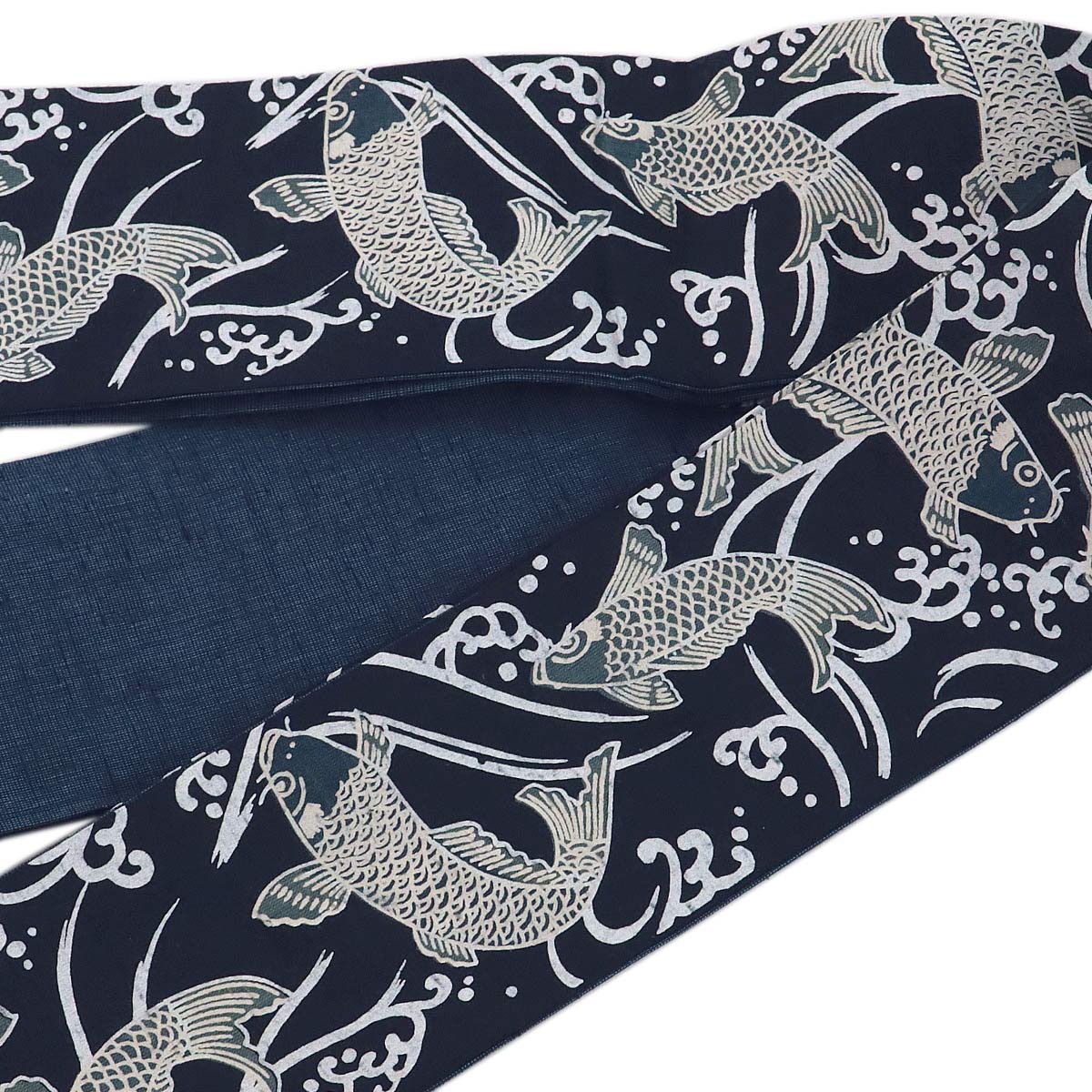 源氏物語 角帯 -48- 光源氏帯 綿100% 荒磯鯉 紺色