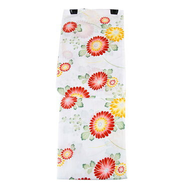 【30%OFF/スーパーSALE】 浴衣 レディース -43- トールサイズ 綿100% 白 菊 花柄