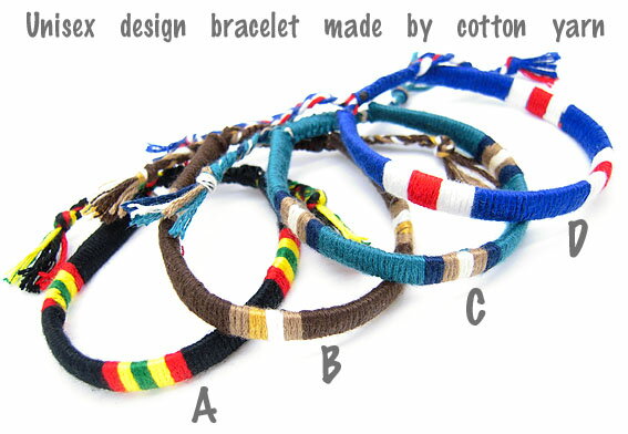 コットン フリーサイズ 巻き編み ミサンガタイプ ブレスレット ハンドメイド メンズ レディース アクセサリー【楽ギフ_包装選択】 3-5760