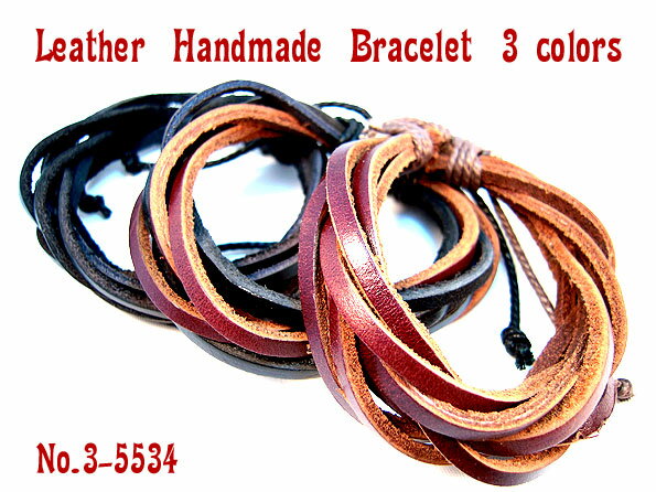7フラットレザー/フリーサイズ/ブレスレット3-5534