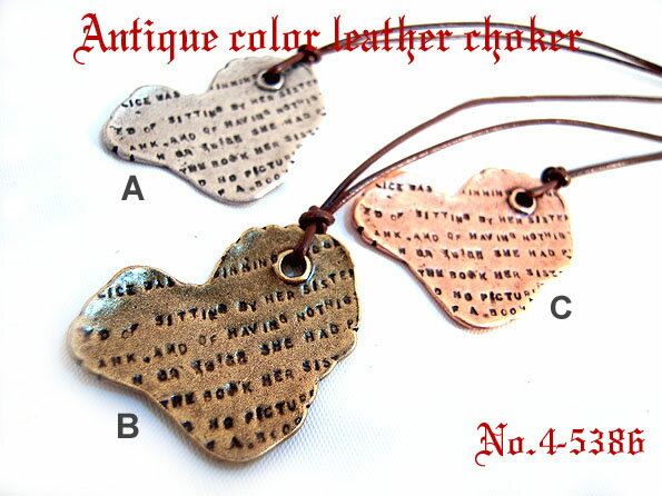 プライスダウン お買得価格 ネックレス ペンダント 革 スキニー&ティアーハート/アンティークカラー/レザーチョーカー4-5386