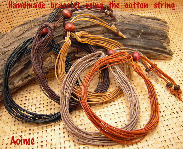 フリーサイズ ブレスレット ワックスコード 15連 ハンドメイド 手作り オリジナル メンズ レディース フリーサイズ ブレスレット ブレス アクセサリー アジ...