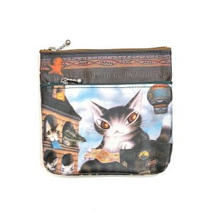 ダヤン ポーチ わちふぃーるど Wミニポーチ 旅に出る用意 レディース 猫 猫柄 猫好き ネコ ねこ 猫のダヤン 日本製 女性 ポーチ 小さめ 薄型 撥水 おしゃれ かわいい ブランド カジュアル ダヤングッズ 公式