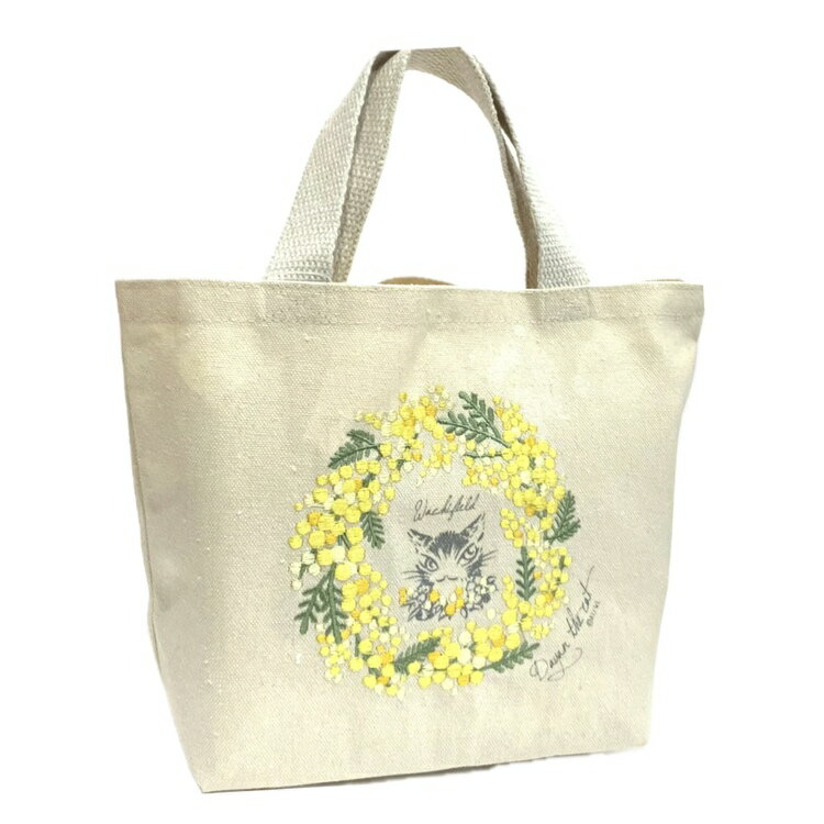 ダヤン バッグ わちふぃーるど 刺繍ミニトートバッグ ミモザ レディース 猫 猫柄 猫好き 猫雑貨 猫グッ..