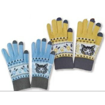 ダヤン 手袋 わちふぃーるど ジャガード手袋 (メヒコ・黄/メヒコ・青) スマホ対応 レディース てぶくろ 手ぶくろ 防寒 猫 猫柄 猫好き 猫雑貨 猫グッズ ネコ ねこ 猫のダヤン かわいい ダヤングッズ 公式