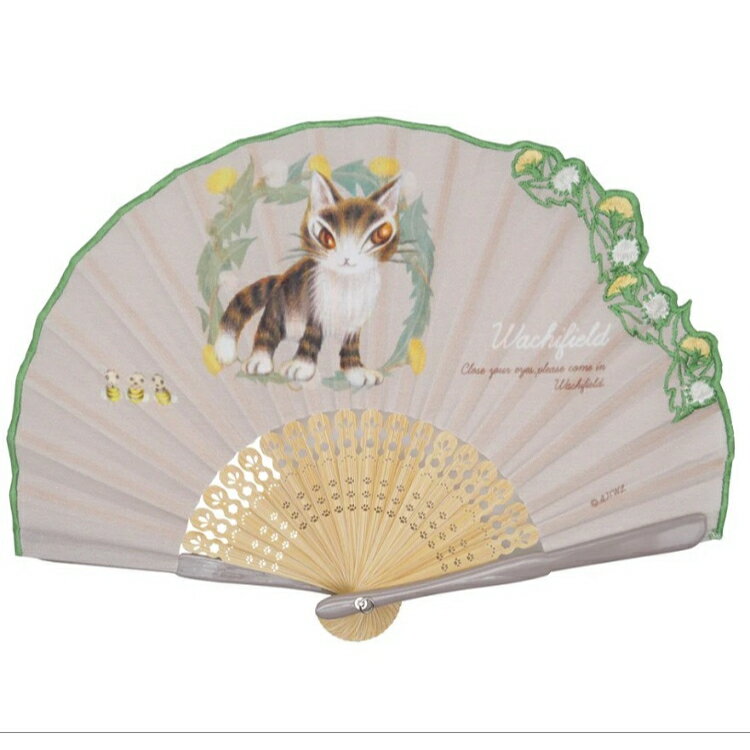 ダヤン 扇子 わちふぃーるど 刺繍扇子 シギショアラ・BE 袋付き レディース せんす センス 猫 