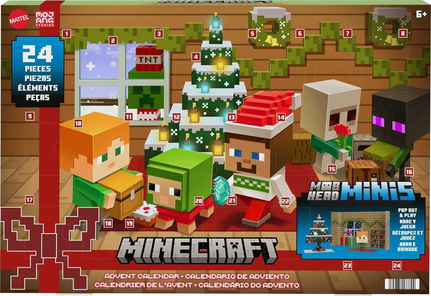 【並行輸入品】マインクラフト アドベントカレンダー フィギュア マイクラ ゲーム キャラクター プレゼント クリスマス カウントダウン アドベントカレンダー クリスマスエディション おもちゃ サンタ Mattel Minecraft Toys, Mob Head Minis Advent Calendar