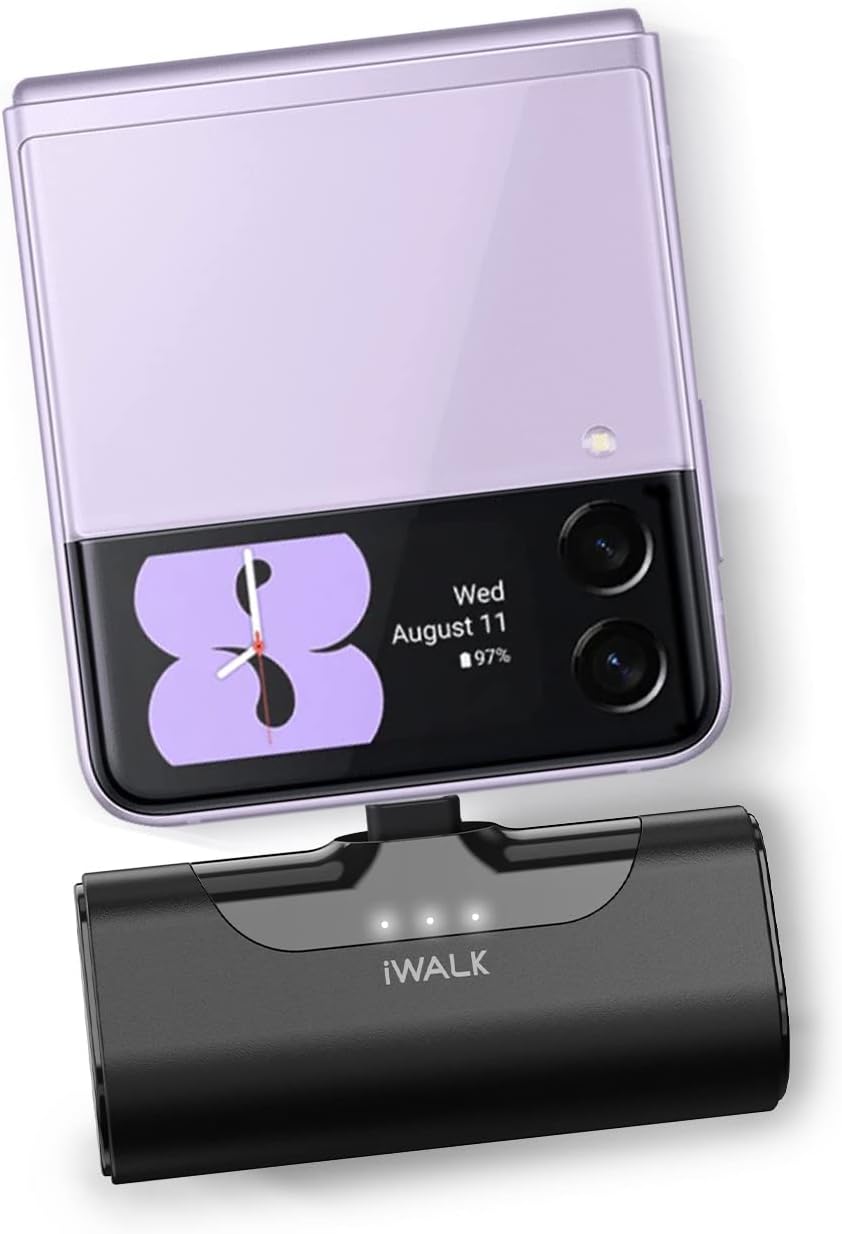 iWALK 超小型 モバイルバッテリー アイウォーク 4500mAh USB-C タイプc コネクター内蔵 携帯充電器 直接充電 持ち歩き ポータブル充電器 携帯バッテリー コードレス コンパクト ワイヤレス Samsung S23/S22/S20/S10 Note 20/10 Lgなど充電対応 (Android Type-C用 ブラック)