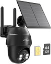 【WiFi/電源不要・SIMカード付属】4G LTE通信 防犯カメラ 屋外 ソーラー 64GBMicro SDカード内蔵 監視カメラ 300万画素 夜間カラー撮...