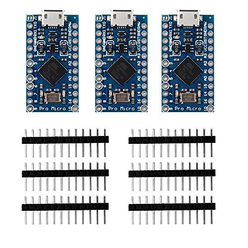 KOOKYE Pro Micro ATmega32U4 5V/16MHz Module Board マイクロコントローラーボード Arduino互換 Leonardo Replace ATmega328 Arduino互換 Pro Miniと互換 3個セ