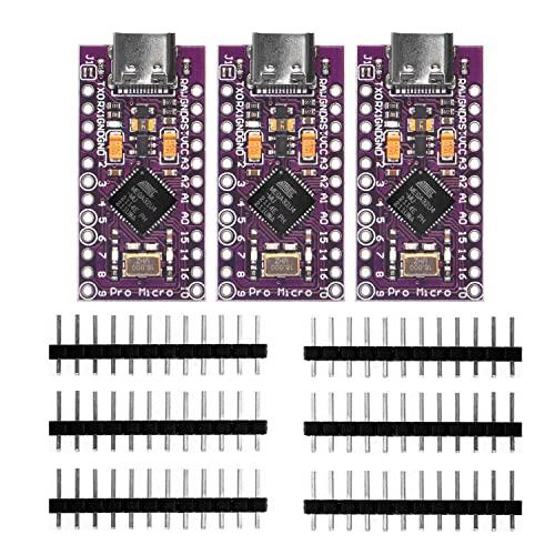 OSOYOO 3個 Type C Leonardo Pro Micro ATmega32U4 5V/16MHz ブートローダ マイクロ USB Pro Mini 開発ボード Arduinoに対応