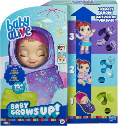 【並行輸入品】 ベビーアライブ 成長して話す ベビードール ままごと お世話 赤ちゃん 人形 3ステップ 成長 Baby Alive Baby Grows Up (Dreamy) - Shining Skylar or Star Dreamer, Growing and Talking Baby Doll, Toy with 1 Surprise Doll and 8 Accessories , Blue