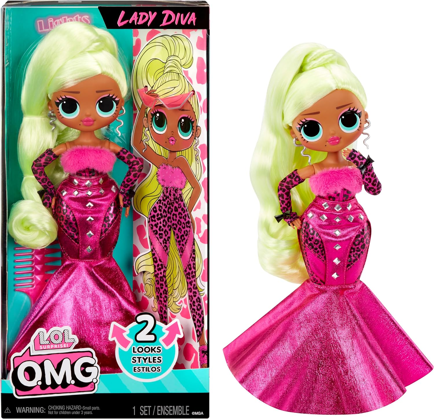 ysAiz LOL TvCYI OMG fBfB[o LOL GI[G ւ l` ̎q  ߋt@bV h[ LOL Surprise OMG Lady Diva Fashion Doll with Multiple Surprises Including Transforming Fashions and Fabulous Accessories ? Great