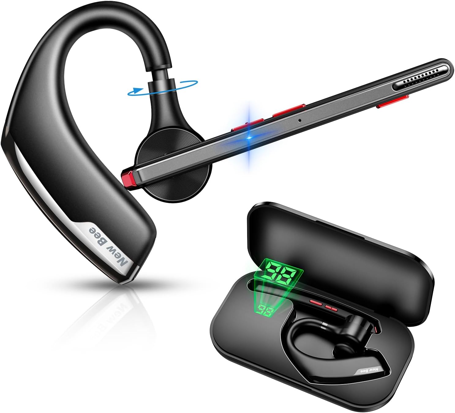 Bluetoothヘッドセット 片耳 Bluetoothイヤホン ハンズフリー通話 Bluetooth5.2 CVC8.0 片耳イヤホン ..