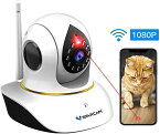 VStarcam 猫カメラ [ 防犯カメラの新設計 ] - 猫と遊び機能搭載 wifi ペットカメラ 犬 留守番 猫遊び 猫交流 見守りカメラ ワイヤレス 防犯カメラ 200万画素 Wi-Fi ペット用品 録画機不要 SDカード録画 電波法認証済み(TELEC) VStarcam C38S-P