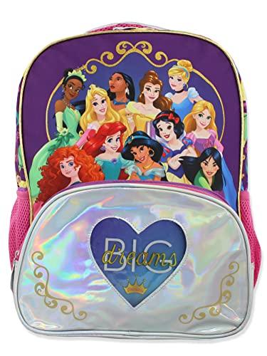 ディズニー プリンセス リュック シンデレラ ラプンツェル アリエル ベル 女の子 バッグパック 可愛い Disney Princess Girls 16 Inch School Backpack Bag (One Size, Purple/Pink)