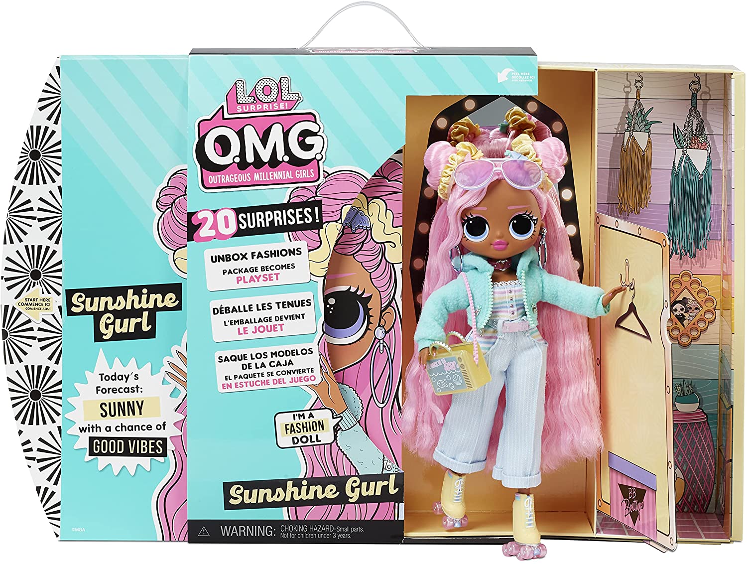 ysAiz LOLTvCYI OMG o V[Y4.5 TVCK[ LOL GI[G ւ l` ̎q  ߋt@bV h[ LOL Surprise OMG Sunshine Gurl Fashion Doll - Dress Up Doll Set with 20 Surprises for Girls and Kids 4+