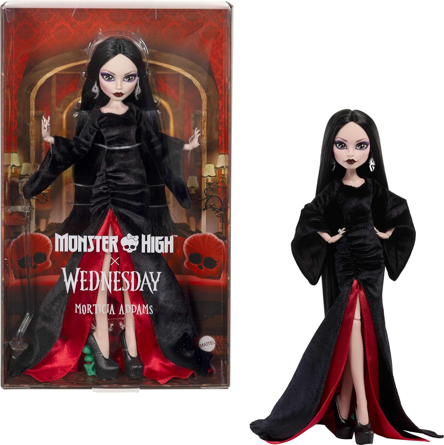 モンスターハイ × ウェンズデー モーティシア・アダムス コレクターズドール Monster High Wednesday フィギュア ドールスタンド付き ゴシックドール ごっこ遊び ままごと おもちゃ 誕生日 クリスマス 女の子 男の子 【並行輸入品】Morticia Addams Collectible