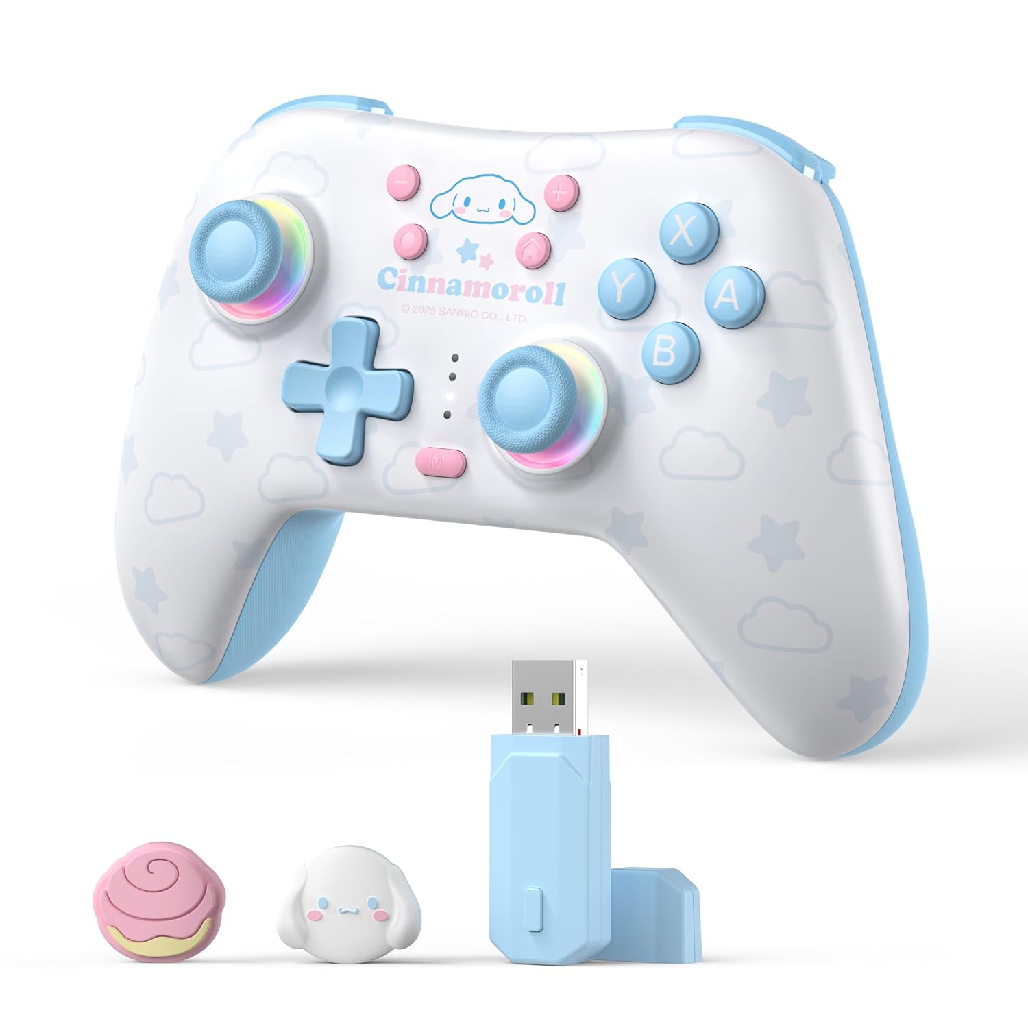 シナモロール Switchコントローラー ワイヤレス Bluetooth 2.4G RGBライト ホールエフェクト ジャイロ振動対応 Nintendo Switch PC iOS Android スイッチ ごっこ遊び ままごと おもちゃ 誕生日 クリスマス 女の子 男の子 【並行輸入品】Switch Controller