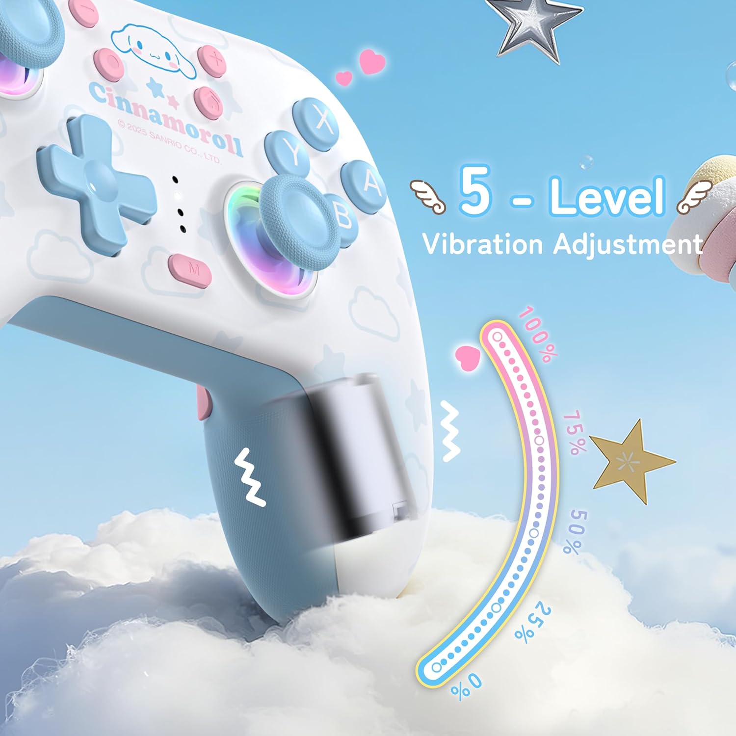 シナモロール Switchコントローラー ワイヤレス Bluetooth 2.4G RGBライト ホールエフェクト ジャイロ振動対応 Nintendo Switch PC iOS Android スイッチ ごっこ遊び ままごと おもちゃ 誕生日 クリスマス 女の子 男の子 【並行輸入品】Switch Controller 3