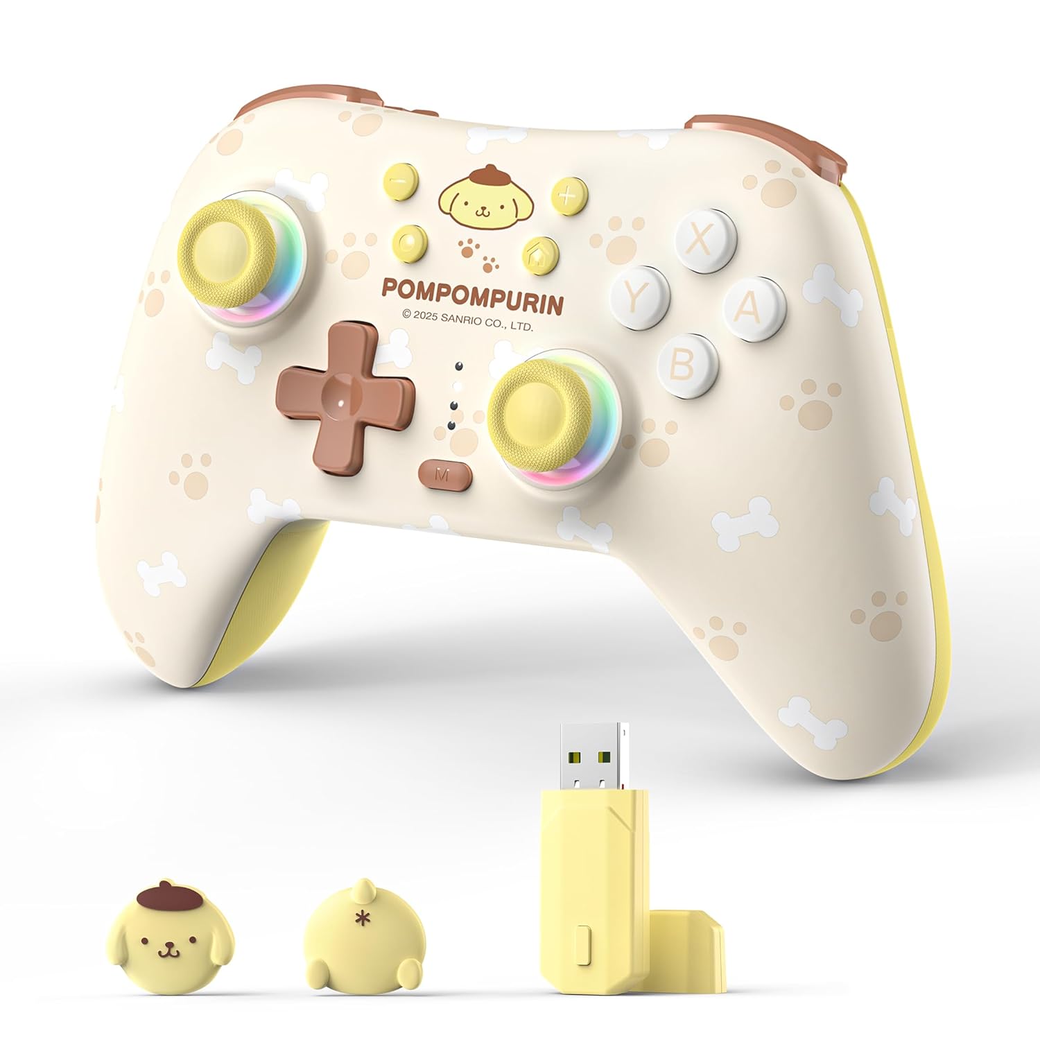 ポムポムプリン Switchコントローラー ワイヤレス Bluetooth 2.4G RGBライト ホールエフェクト ジャイロ振動対応 Nintendo Switch PC iOS Android スイッチ ごっこ遊び ままごと おもちゃ 誕生日 クリスマス 女の子 男の子 【並行輸入品】Switch Controller