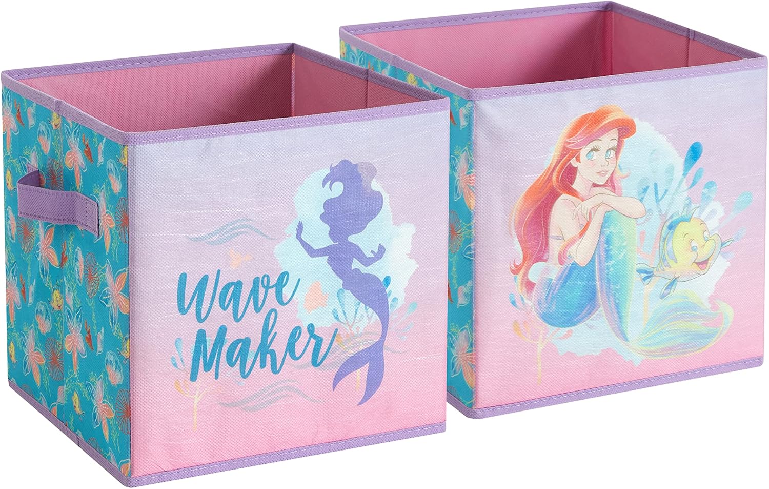 ディズニー リトルマーメイド 収納ボックス 2個セット 折りたたみ 収納キューブ 25cm おもちゃ収納 子供部屋 プレイルーム クローゼット ディズニー収納ボックス おもちゃ箱 ごっこ遊び ままごと おもちゃ 誕生日 クリスマス 女の子 男の子 【並行輸入品】Disney